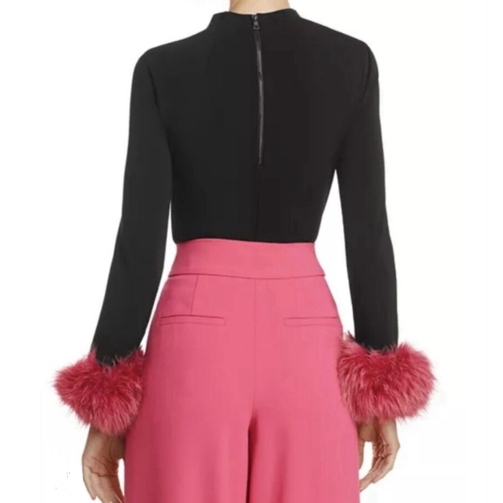 Alice + Olivia Haylen Pink Fur Cuff Top - Picture 2 of 5